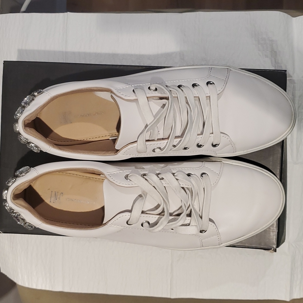 INC White Bling Sneakers